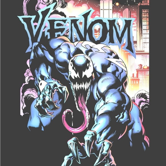 Venom Marvel, Men's & Big Men's Graphic Crew Neck T-Shirt, City Aflame, Sizes L - Picture 7 of 8